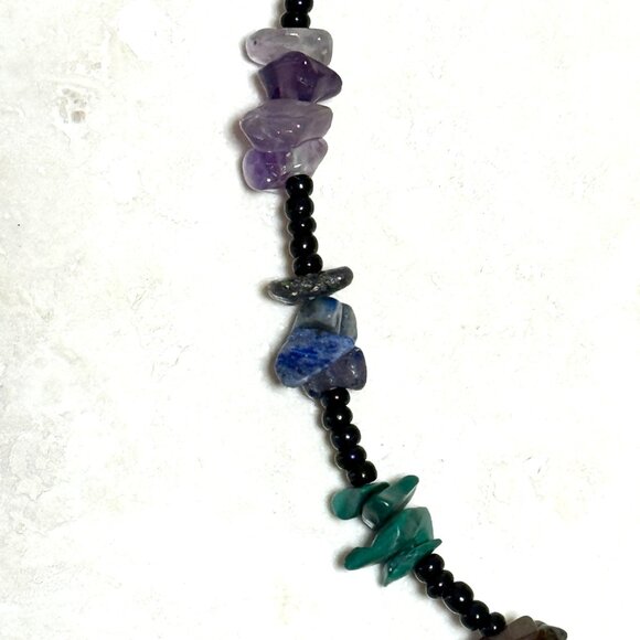 2/$20, Genuine Rainbow Multicolor Gemstone Beaded Short Choker Necklace - Picture 6 of 9